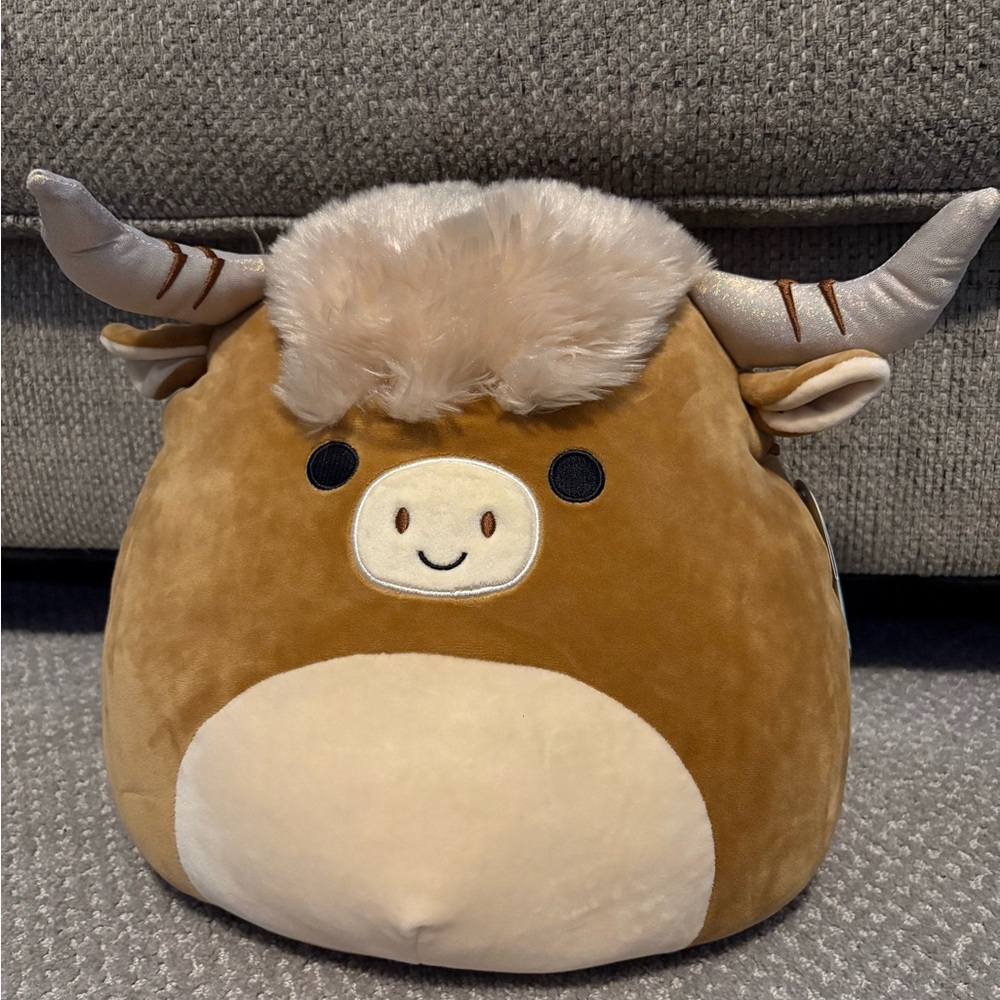 Squishmallow Brown and Cream 12in Calton Bull Plush